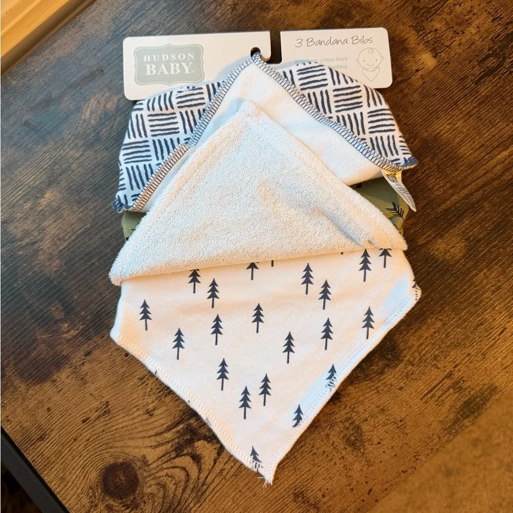 Hudson Baby Navy and Olive Bandana Bibs